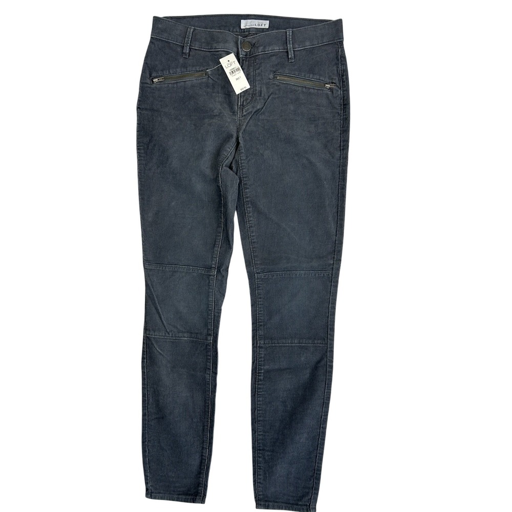Loft Womens Modern Skinny Ankle Corduroy Moto Pants Gray Size 26/2T 19398211